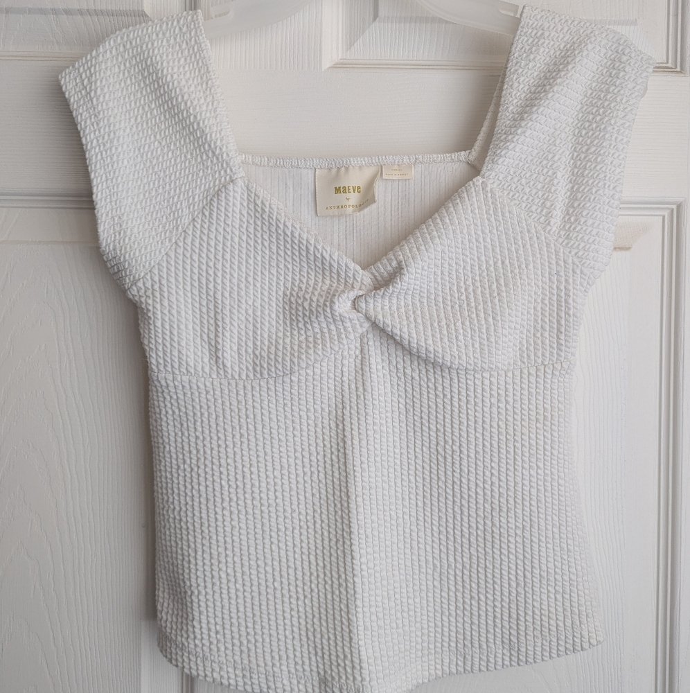 Maeve White Textured Women's Top